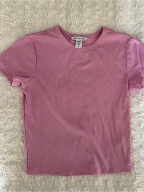 Athleta pink ribbed athletic tank top